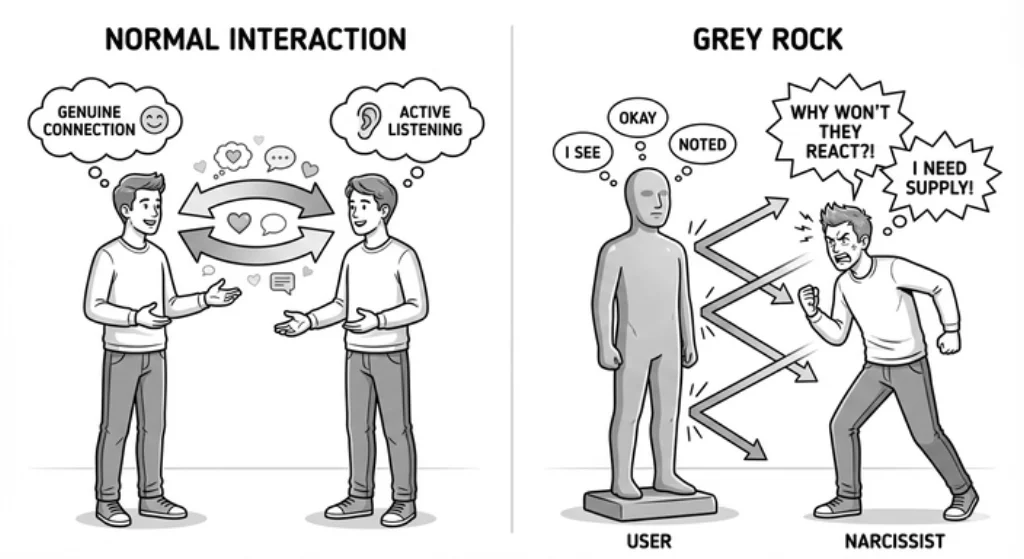 Demonstrating the Grey Rock technique: comparison between emotionally reactive responses that feed n